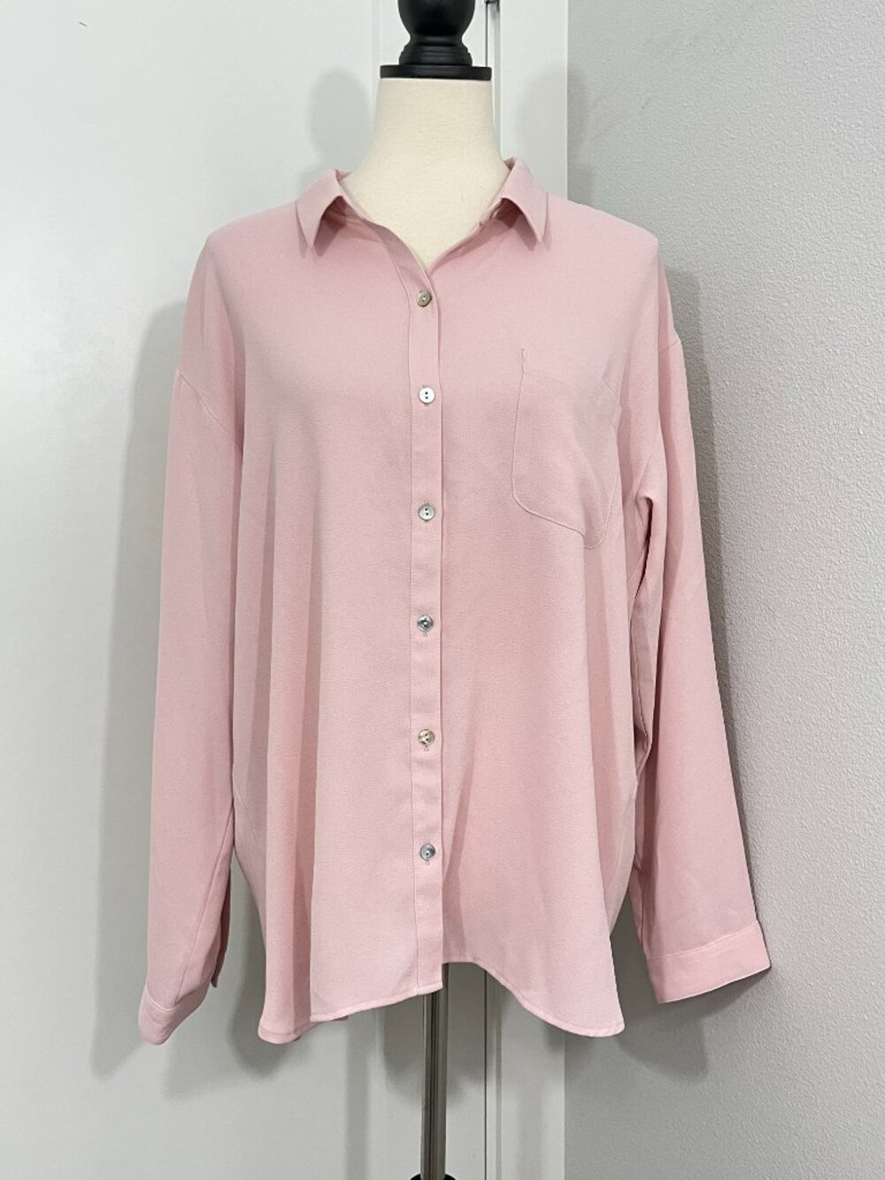 J. Jill Large Pink Button-Down Tunic Blouse
